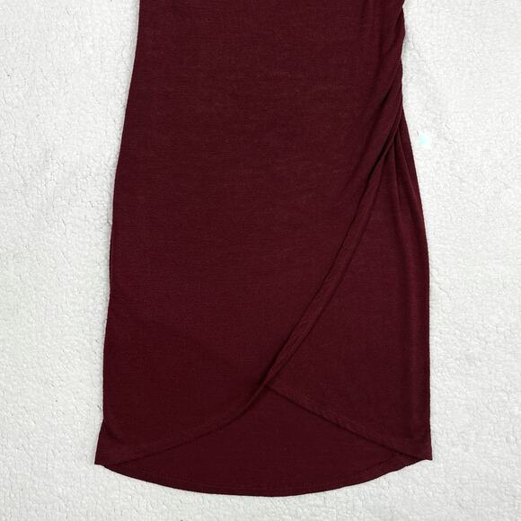 Leith Melange Wrap Ruched Dress Womens Size XS Red Dresses - Picture 6 of 16